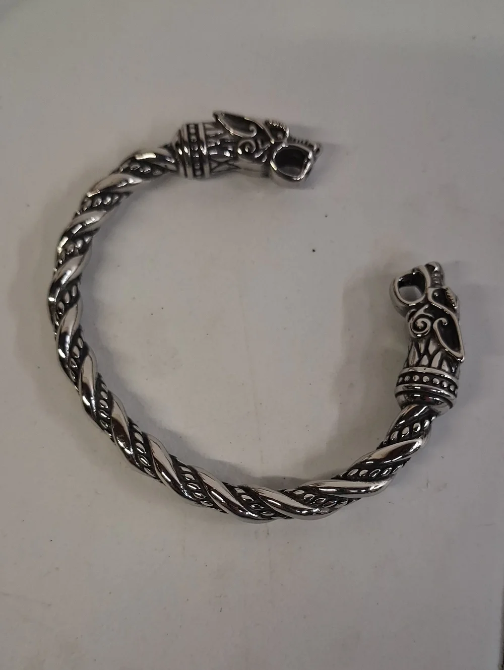 NWT Viking Wolf Fenrir Bangle Stainless Steel Norse Bracelet